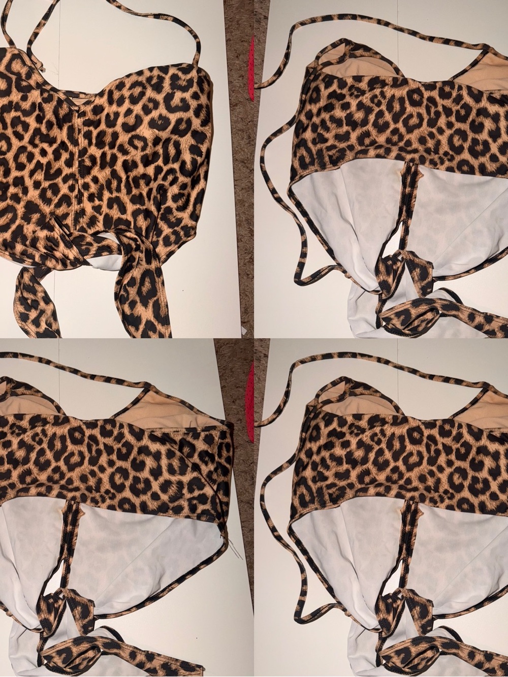 Kortni Jeane Leopard Print Tie-Front Swim Top - Black & Brown